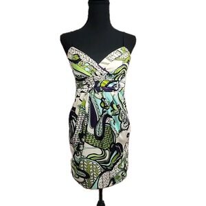 Vintage‎ Y2K Dress City Triangles Sweetheart Neckline Empire Waist Maximalist